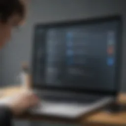 User accessing remote desktop solution on a laptop