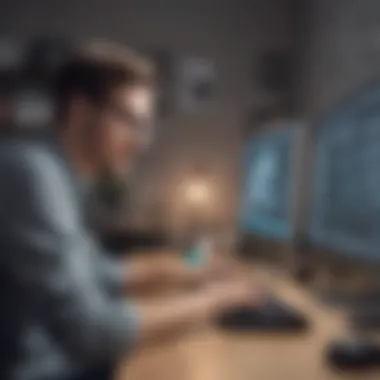 Engaged in Animation Creation A creator working on animation software, immersed in their creative task