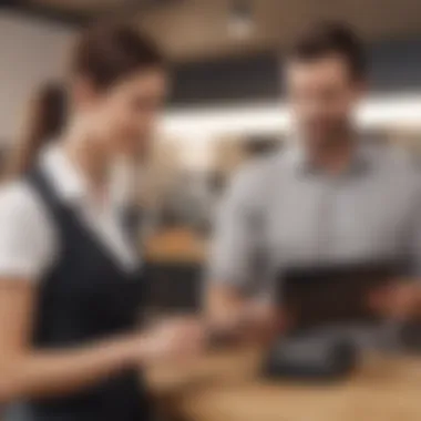 Seamless Customer-Staff Interaction Customer interacting with a staff member using Toast POS