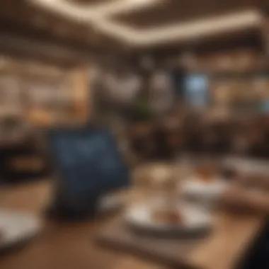 Technology Enhancing Dining Experience Elegant restaurant atmosphere showcasing technology in action