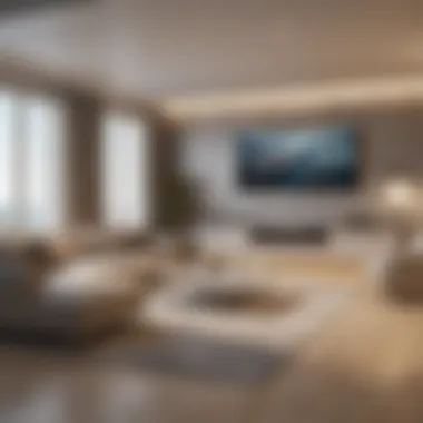 Visualization scene displaying interior design lighting and textures