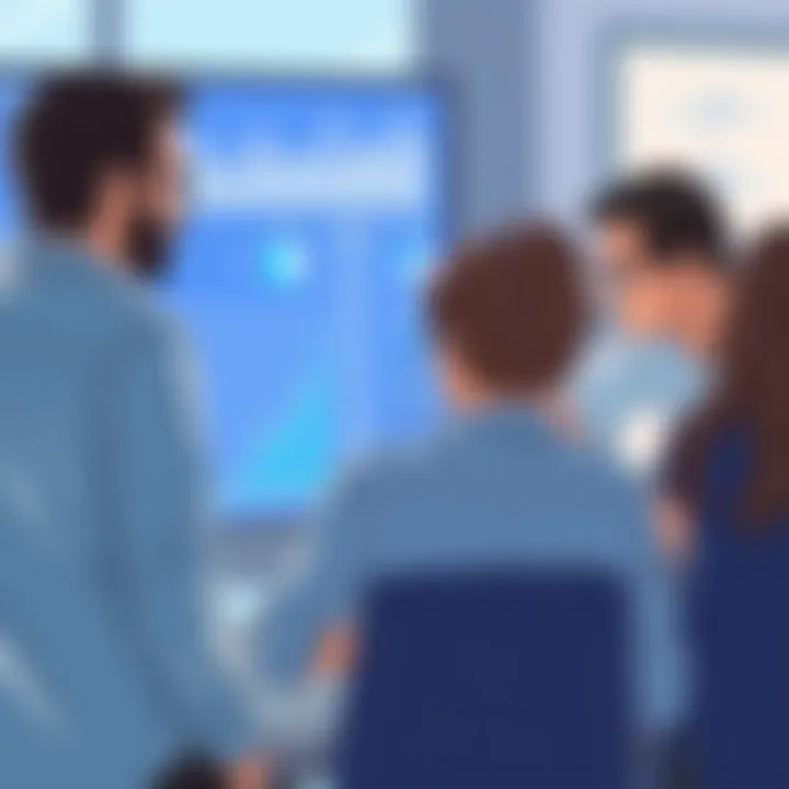 Engaged team discussing performance metrics