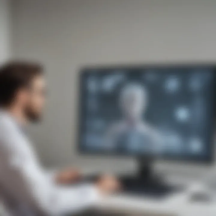 A futuristic representation of telemedicine connecting patients and doctors