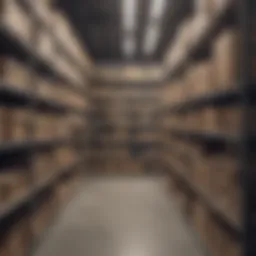 A well-organized stockroom displaying various products