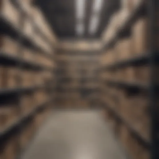 A well-organized stockroom displaying various products