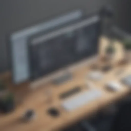 A digital workspace with screens showing plagiarism detection tools